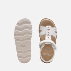 Clarks Kids' Crown Beat Patent Sandals - White -Vans Shoes Shop 14192945 1325034572039031