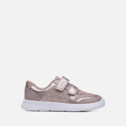 Clarks Kids' Athletic Sonar Leather Trainers - Pink Sparkle