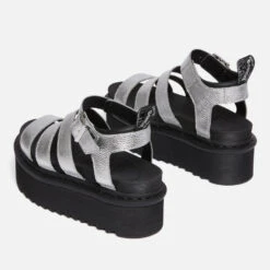 Dr. Martens Blaire Metallic Leather Platform Sandals -Vans Shoes Shop 14215818 1925027350444245