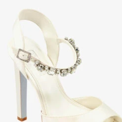 Dune Miracle Embellished Satin Heeled Platform Sandals -Vans Shoes Shop 14215995 1035022407553966