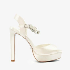 Dune Miracle Embellished Satin Heeled Platform Sandals
