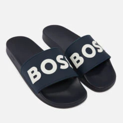 Boss Men's Kirk Logo Rubber Slides -Vans Shoes Shop 14244569 1665049298798740