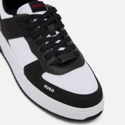 HUGO Men's Kilian Tennis Canvas And Faux Leather Trainers -Vans Shoes Shop 14265107 1635052751715943